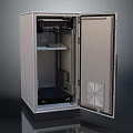 Modern Metal Electronic Equipment Cabinet With Open Door And Internal Shelf
