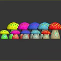 Colorful Mushroom Shaped Decorative Ornament Set with Polka Dots Various Sizes for Home Table Decoration