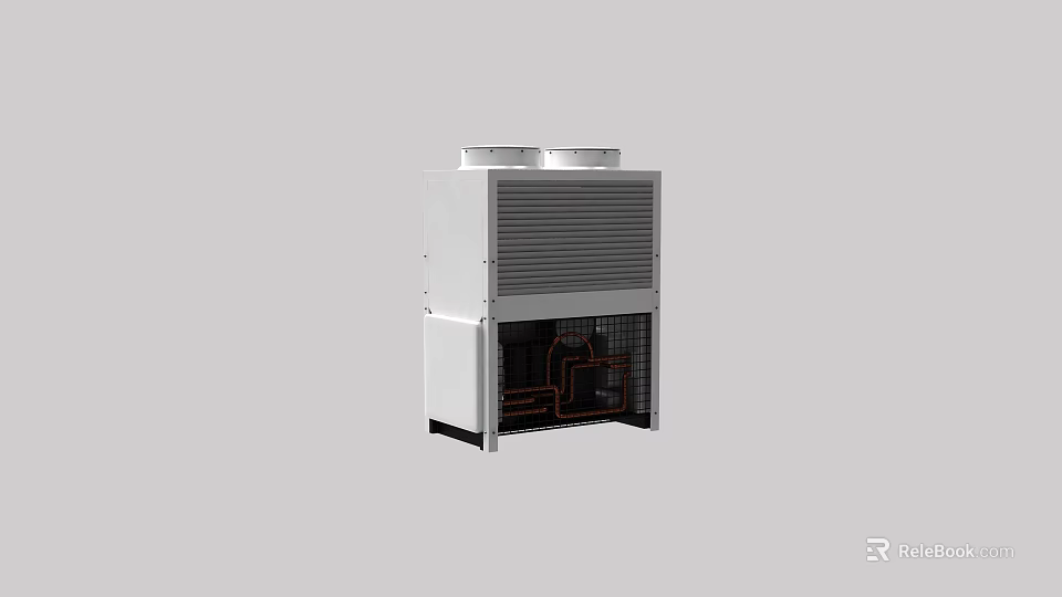 Industrial Cooling Equipment With Vertical Grille Panel And Internal Structure 3d model 