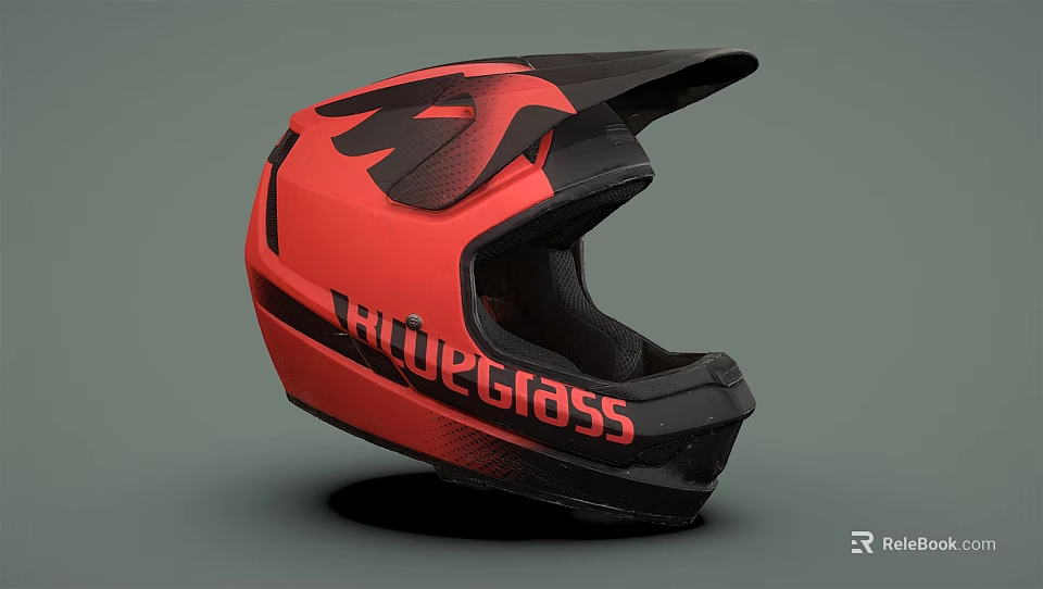 Red And Black TRUEGRASS Sports Helmet With Modern Stylish Design 3d model 