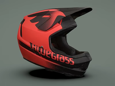 Red And Black TRUEGRASS Sports Helmet With Modern Stylish Design 3d model