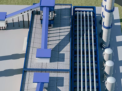 Modern Industrial Equipment With Large Pipes Processing Units And Metal Platforms 3d model