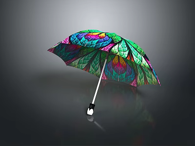 Colorful Umbrella With Stained Glass Inspired Floral Pattern And Vibrant Design 3d model