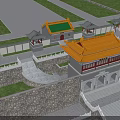 Traditional Chinese Ancient Architecture With Yellow Tiled Roof Stone Wall Steps And White Balustrades