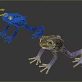 Vibrant Blue Spotted Frogs And Blue Legged Green Frogs As Playful Characters