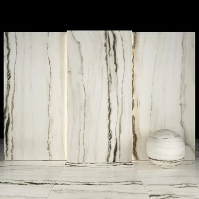 Marble Components For Interior Design With Natural Veins Panels And Spherical Ornament 3d model