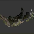 Natural Rock Garden Landscape with Layered Varied Colored Rocks and Green Moss