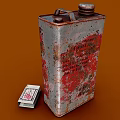 Industrial Equipment Rusty Metal Can With Surf All Graffiti And Matchbox