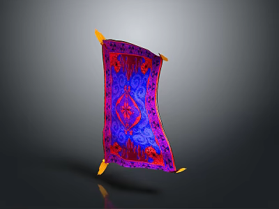 Vibrant Purple Red Cushion With Yellow Corners And Geometric Pattern Design 3d model