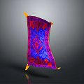 Vibrant Purple Red Cushion With Yellow Corners And Geometric Pattern Design