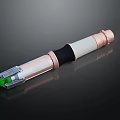 Modern Weapon With Green Glowing Tip Transparent Section White Black Grip And Pink Copper Accents