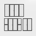 Three Black Window Frames With Different Styles On White Wall 3d model