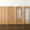Four Wooden Hinged Doors With Glass Panel And Different Styles For Interior 3d model