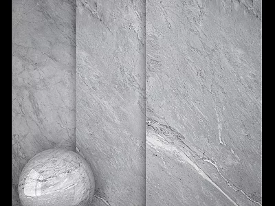 Gray Marble Wall Components Featuring Textured Surface And Round Stone Ball 3d model