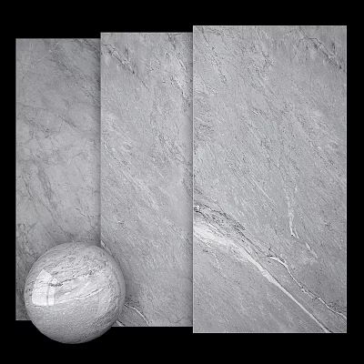 Gray Marble Wall Components Featuring Textured Surface And Round Stone Ball 3d model