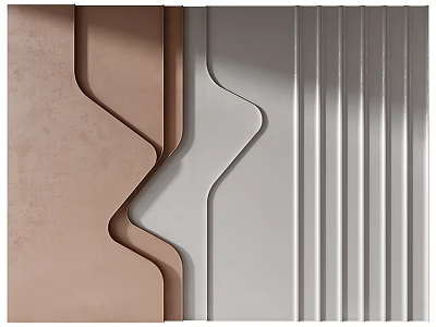 Textured Brown And White Wall Panels With Curved And Vertical Patterns 3d model