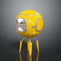 Game Movie Character Yellow Round Mechanical Robot With Four Legs And Reflective Surface
