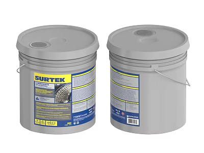 SURTEK Gray Industrial Buckets With Handles Sealed Lids And Product Labels 3d model