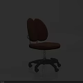 Modern Brown Office Chair With Double Backrest Upholstered Swivel Base And Black Casters