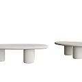 Two White Round Coffee Tables With Multiple Cylindrical Legs Modern Design 3d model