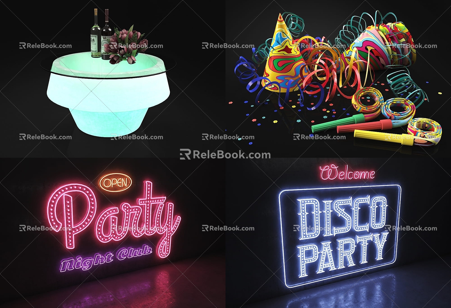 Bar sign neon LED party props wine bottle beer wine wine 3d model