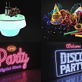 Bar sign neon LED party props wine bottle beer wine wine 3d model