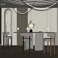 Modern Bar Counter Home Furnishing Bar Counter Bar Stool Bar Stool Bar Table Inverted Plant Vase Ornaments Chandelier 3d model