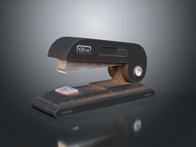 Black Stapler With Metal Body And Desktop Base For Office Use 3d model