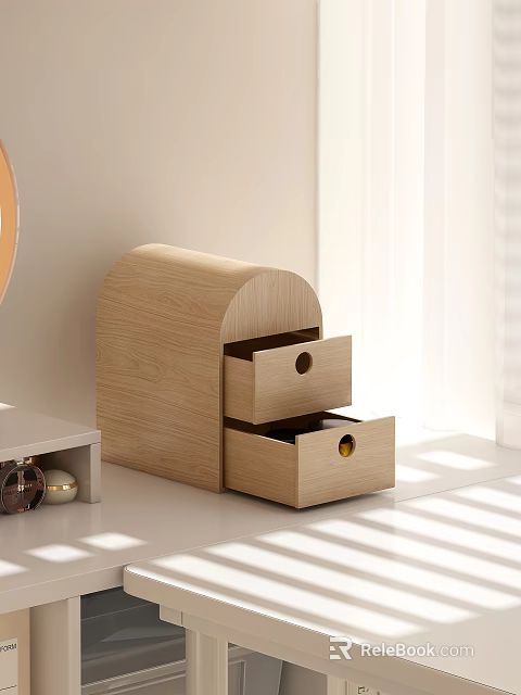 Modern Minimalist Wooden Storage Cabinet With Two Drawers And Natural Wood Grain For Home Interior 3d model 