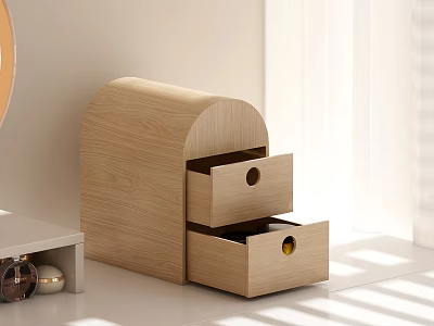 Modern Minimalist Wooden Storage Cabinet With Two Drawers And Natural Wood Grain For Home Interior 3d model