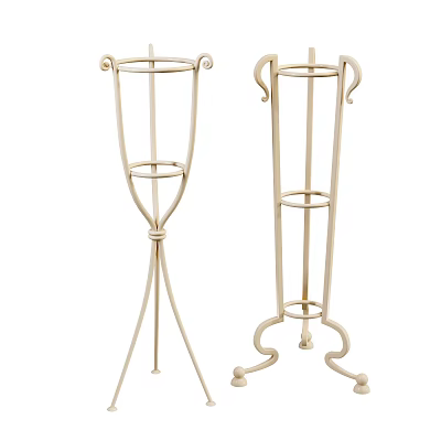 Elegant Metal Plant Stands With Intricate Scroll Design And Stable Base 3d model