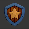 Shield As Defensive Weapon With Wooden Center Blue Border And Golden Star