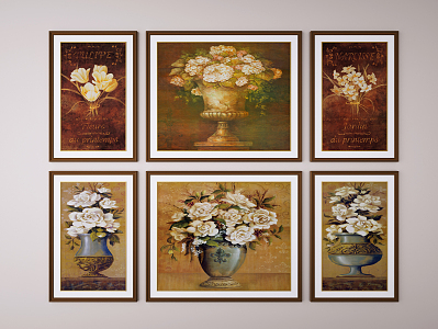 European Oil Painting Oil Painting Decorative Hanging Painting Combination 3d model