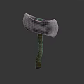 Stone Axe Equipment With Wooden Handle And Gray White Stone Head