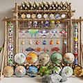 Bamboo Frame Photo Spot With Floral Decorations Colorful Hanging Ornaments Green Plants And Stones