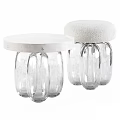 Elegant Modern Stool Featuring Round Marble Top And Clear Glass Legs For Interior 3d model