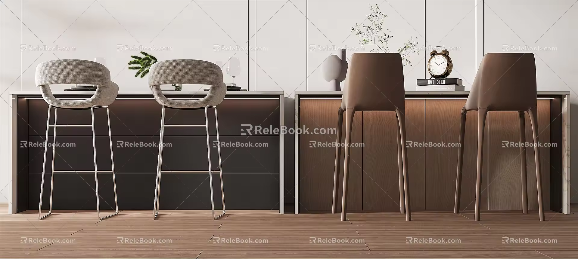 Modern Bar Chair Combination Bar Counter 3d model