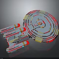 Orbital Space Station With Circular Structure And Red Blue Yellow Modules 3d model