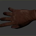 Brown Leather Glove Sculpture Carving with Realistic 3D Rendered Dark Gradient Background