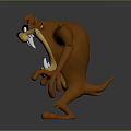 Angry Brown Game And Movie Character With Sharp Teeth Open Mouth And Aggressive Posture