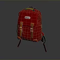 Red SKOLOO Backpack With Brown Leather Accents Black Straps Daily Use Design