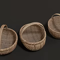 Natural Handmade Woven Baskets with Handles Set of Three Household Items