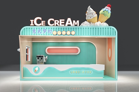 Dining car, dessert shop, ice cream shop, milk tea shop, online red car, dining car, cart 3d model