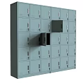 Grey Locker Cabinet With Multiple Lockable Doors Arranged In A Row For Storage 3d model