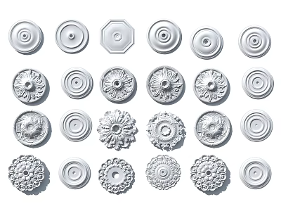 Ornate Decorative Carvings for Home Decor with Various Floral Patterns and Circular Designs 3d model