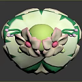 Adorable Game Movie Character 3D Model with Green White Dress and Pink Flowers