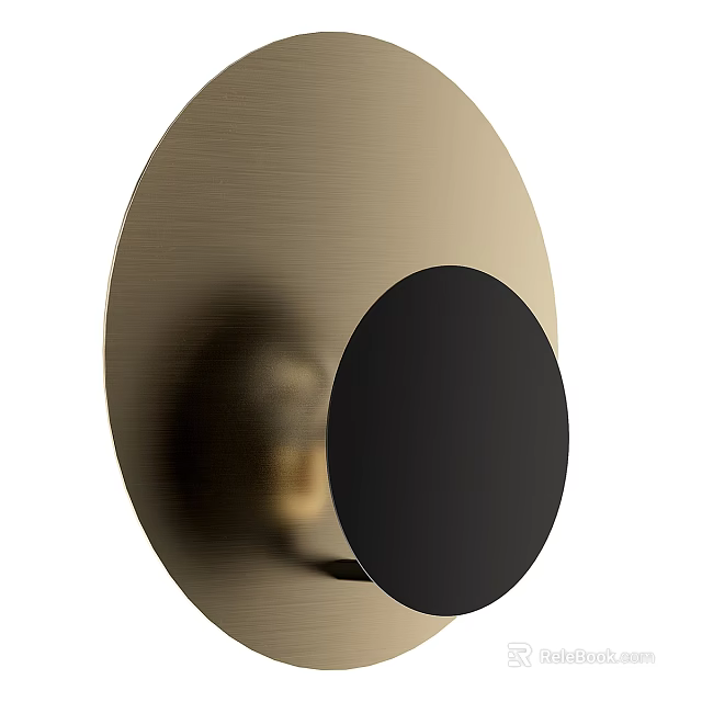 Modern Circular Wall Sconce with Brushed Brass and Black Finish Minimalist Design for Home Decor 3d model 