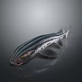 3D Rendered Striped Fish Model With Realistic Texture On Gray Background