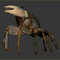 Crab With Detailed Orange Brown Shell Large Claws On Dark Surface
