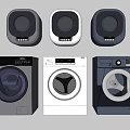 Different Design Washing Machines With Modern Colors And Front Top Views 3d model